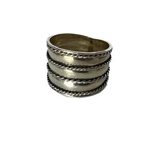 Wide Sterling Silver Ring Band twisted Braid Design Size 8.5